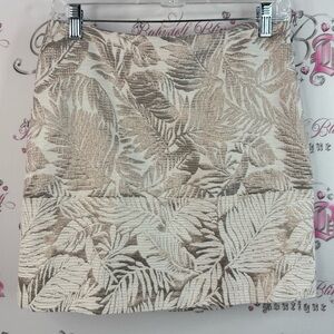 Etam skirt tropical floral shiny gold Chic Leaf Patterned Skirt in Cream and Tan
